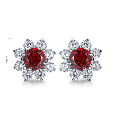 S925 Sterling Silver Cultured Red Sapphire Earrings