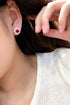S925 Sterling Silver Cultured Red Sapphire Earrings