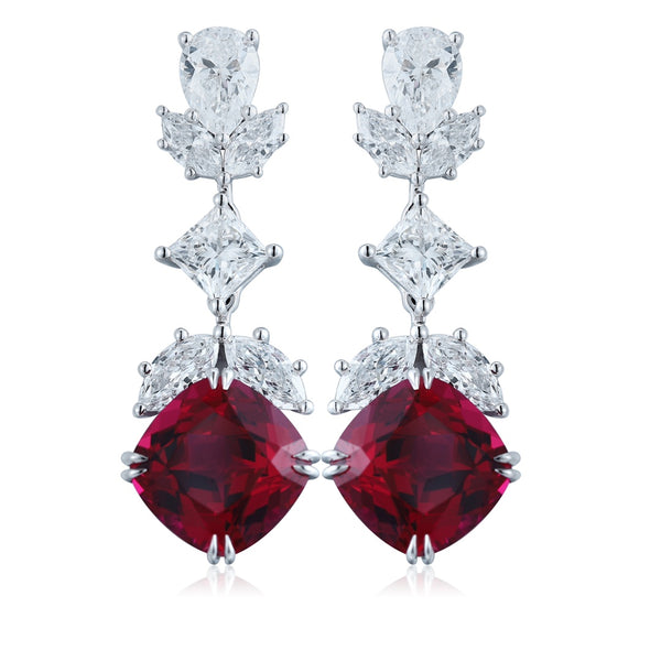 S925 Sterling Silver Cultured Red Sapphire Earrings