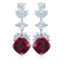 S925 Sterling Silver Cultured Red Sapphire Earrings