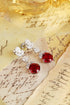 S925 Sterling Silver Cultured Red Sapphire Earrings