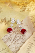 S925 Sterling Silver Cultured Red Sapphire Earrings