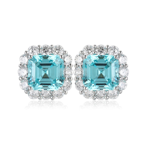 PT-950 Lab Grown Diamond Lab Grown Paraiba Earrings