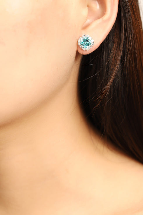 PT-950 Lab Grown Diamond Lab Grown Paraiba Earrings