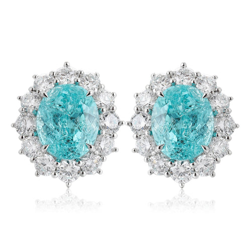 PT950 lab-grown diamond lab grown paraiba earrings