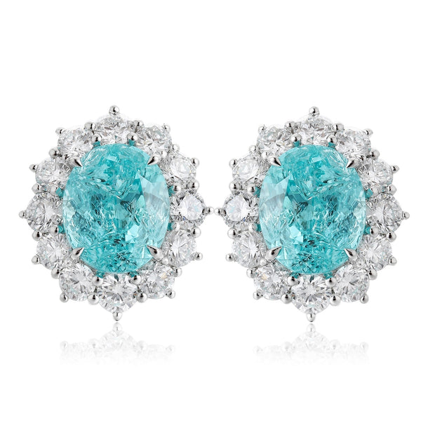 PT950 lab-grown diamond lab grown paraiba earrings