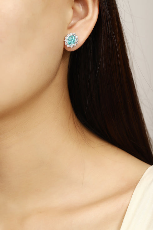 PT950 lab-grown diamond lab grown paraiba earrings