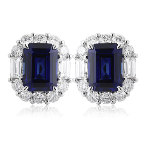 PT950 lab grown diamond lab grown sapphire earrings