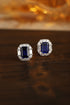 PT950 lab grown diamond lab grown sapphire earrings