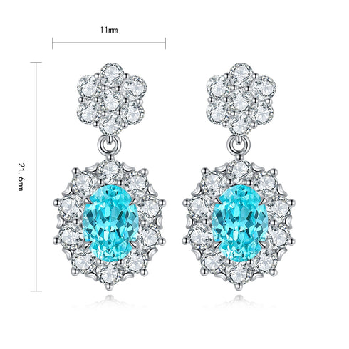 S925 sterling silver cultured Paraiba earrings