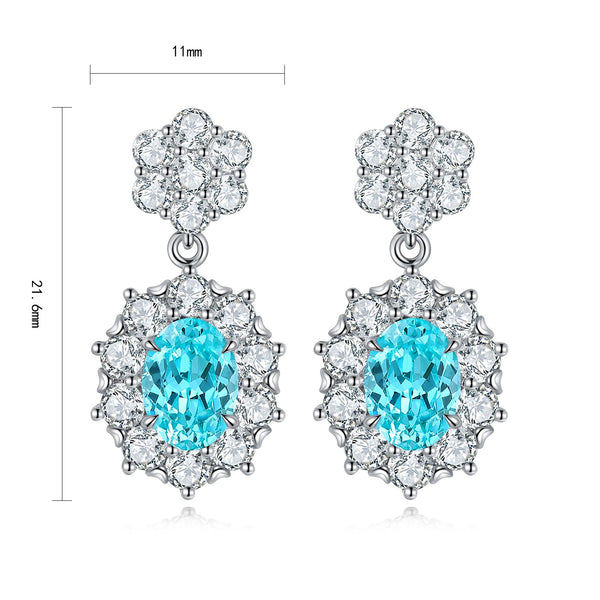 S925 sterling silver cultured Paraiba earrings