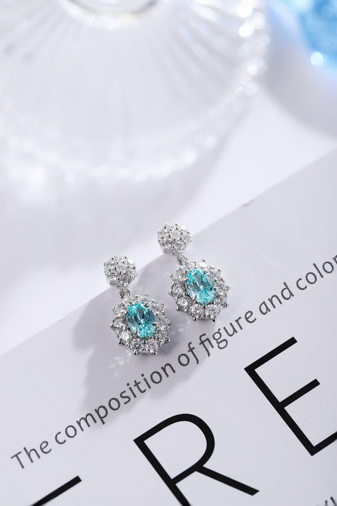 S925 sterling silver cultured Paraiba earrings