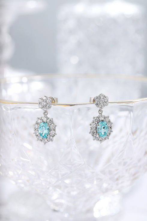 S925 sterling silver cultured Paraiba earrings