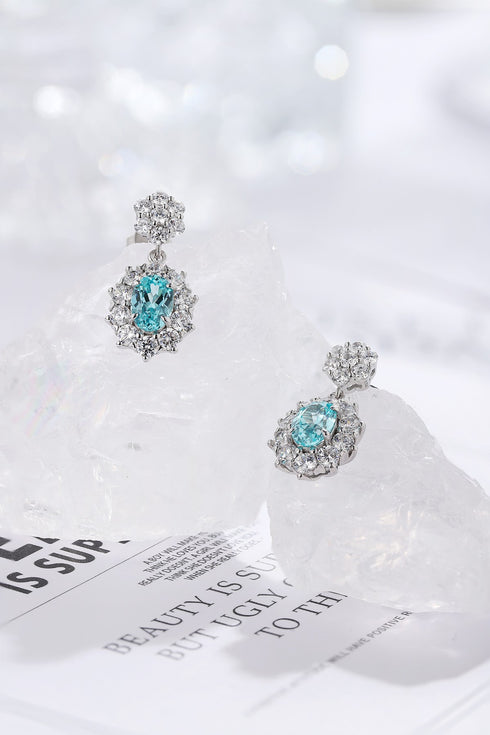 S925 sterling silver cultured Paraiba earrings
