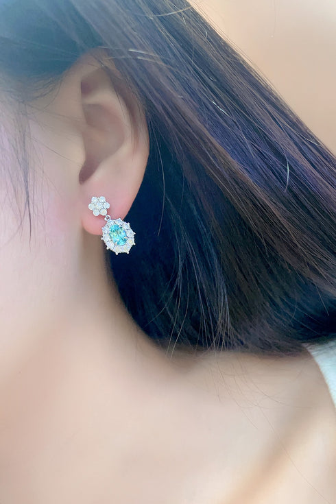 S925 sterling silver cultured Paraiba earrings