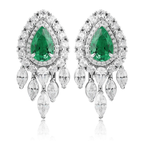 S925 sterling silver cultured emerald earrings