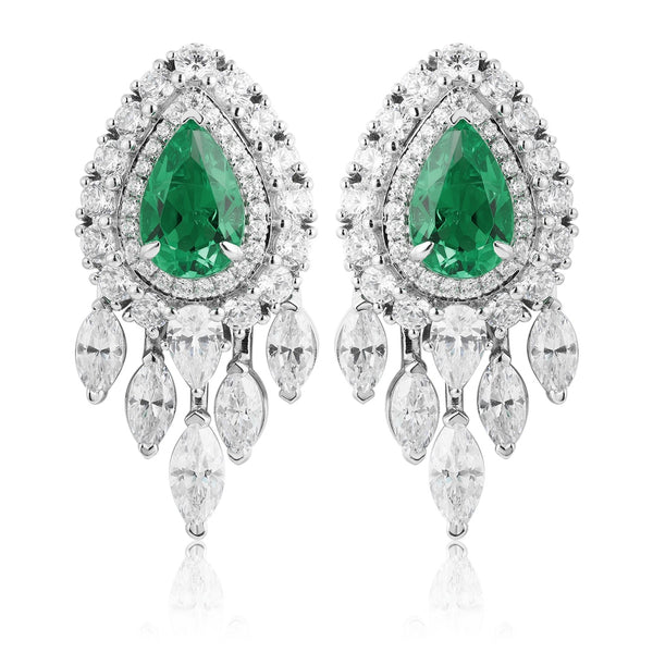 S925 sterling silver cultured emerald earrings