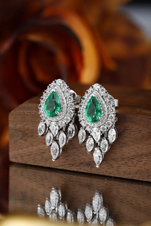 S925 sterling silver cultured emerald earrings