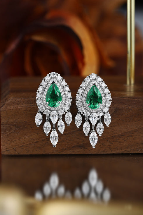 S925 sterling silver cultured emerald earrings