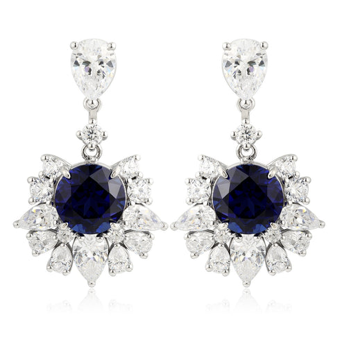 S925 silver cultured sapphire earrings