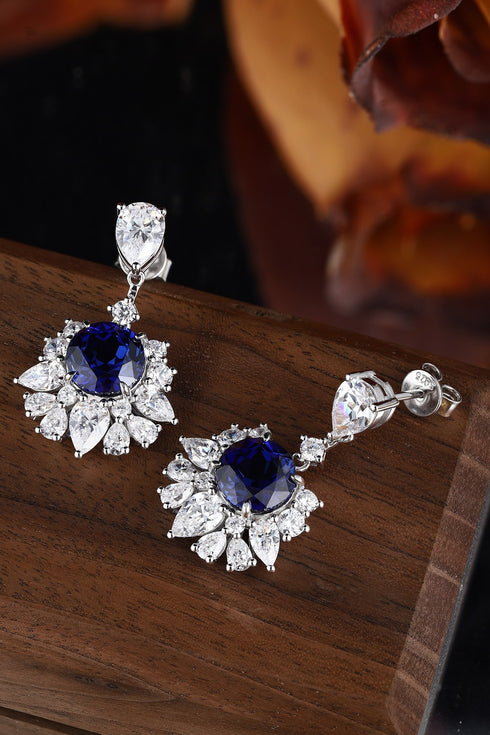 S925 silver cultured sapphire earrings
