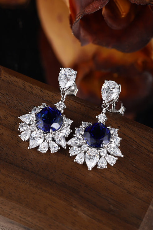 S925 silver cultured sapphire earrings