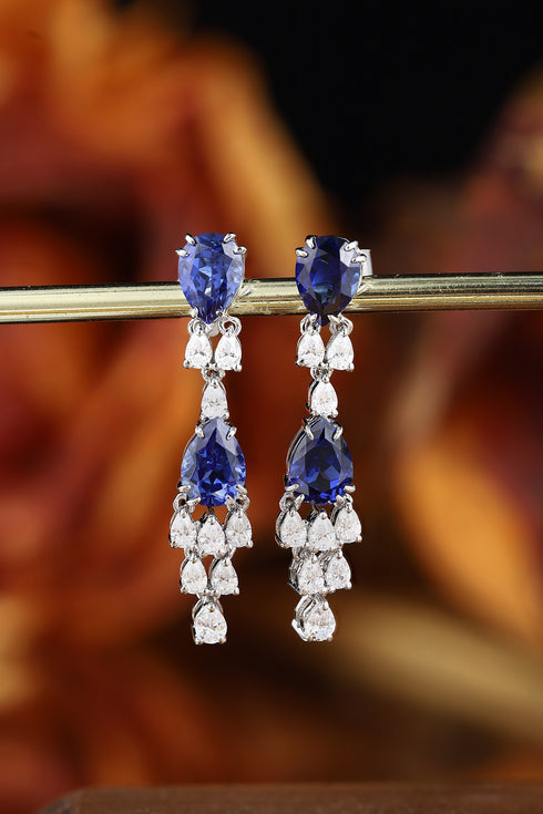 S925 silver cultured sapphire earrings