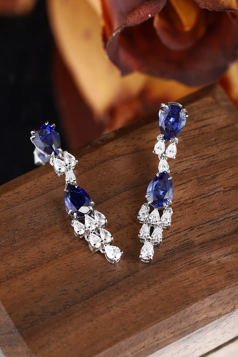 S925 silver cultured sapphire earrings