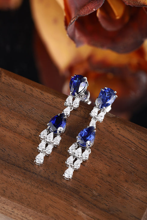 S925 silver cultured sapphire earrings