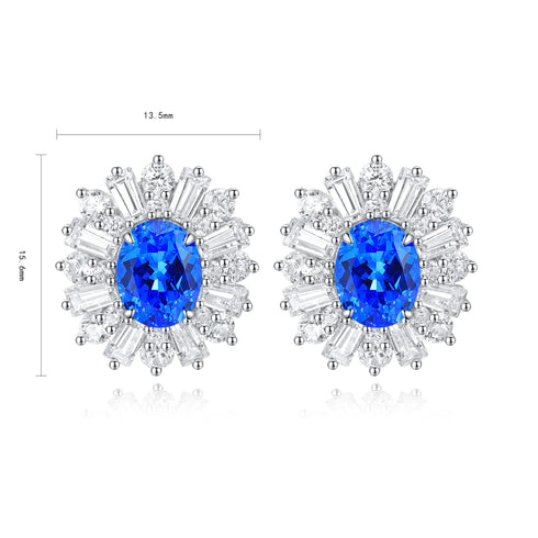 S925 silver cultured cobalt spinel earrings