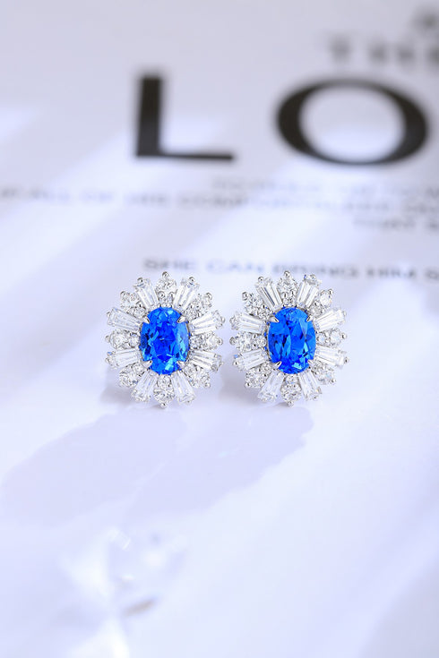 S925 silver cultured cobalt spinel earrings