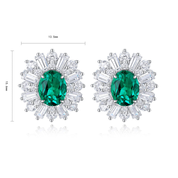 S925 silver cultured emerald earrings