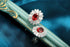 S925 sterling silver cultured red sapphire earrings