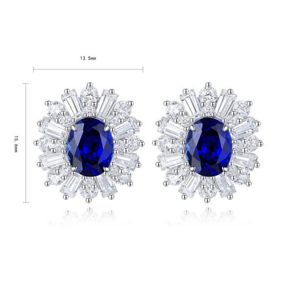 S925 silver cultured sapphire earrings