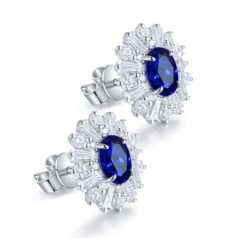 S925 silver cultured sapphire earrings