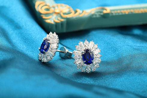S925 silver cultured sapphire earrings