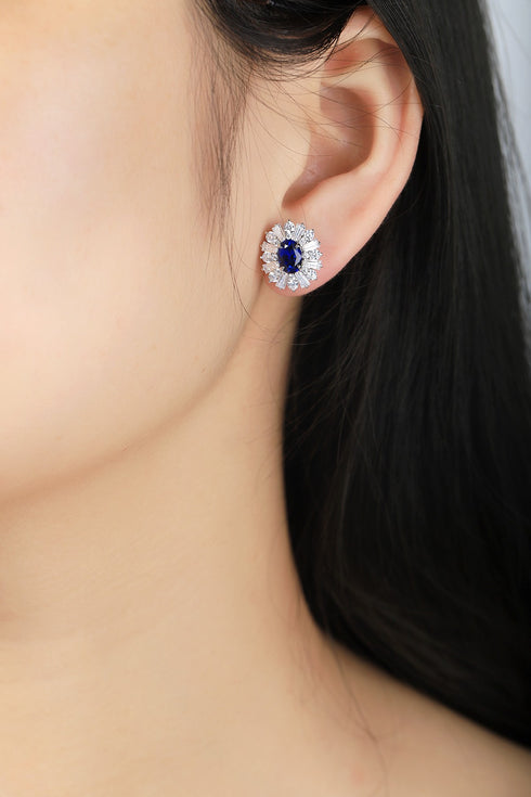 S925 silver cultured sapphire earrings