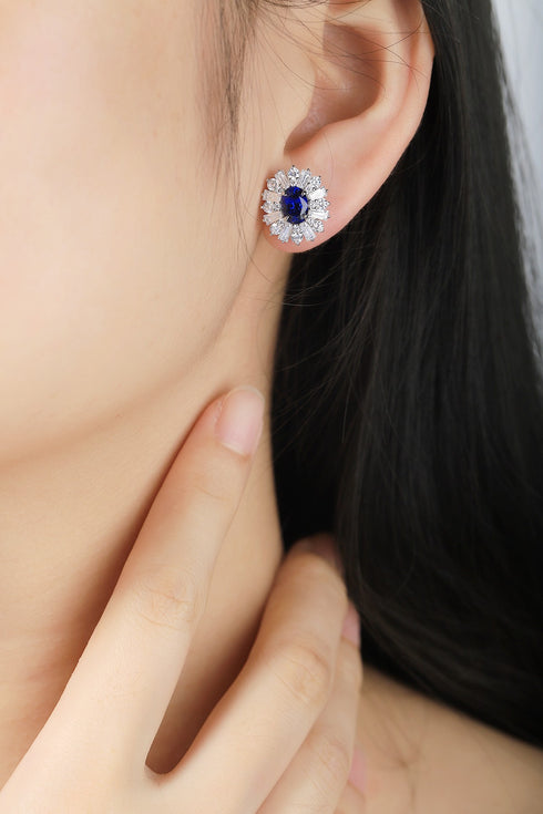 S925 silver cultured sapphire earrings