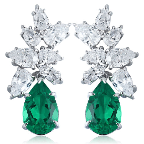 S925 silver cultured emerald earrings