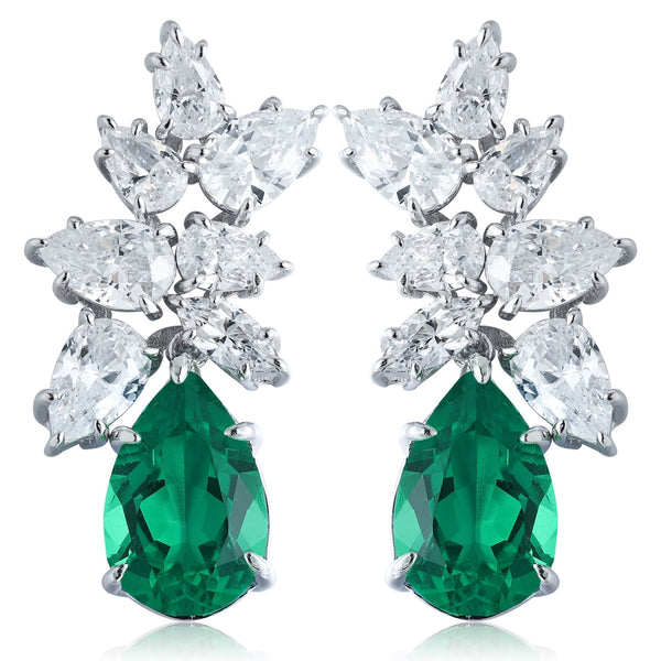 S925 silver cultured emerald earrings