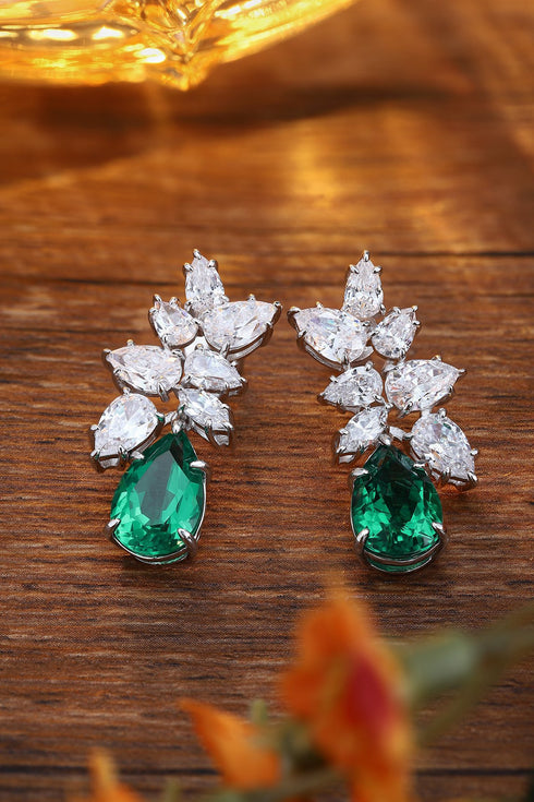 S925 silver cultured emerald earrings