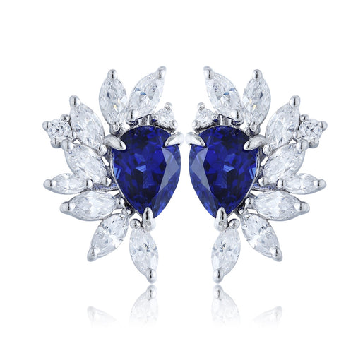 S925 silver cultured sapphire earrings 1.89 ct