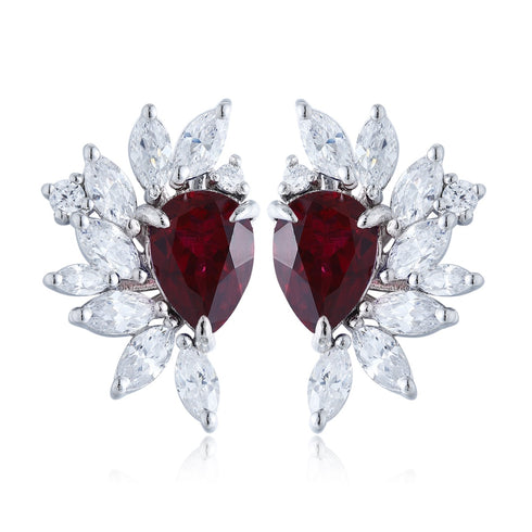 S925 sterling silver cultured red sapphire earrings