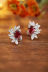 S925 sterling silver cultured red sapphire earrings