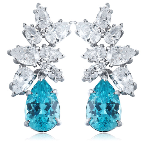 S925 silver cultured Paraiba earrings 11.08ct