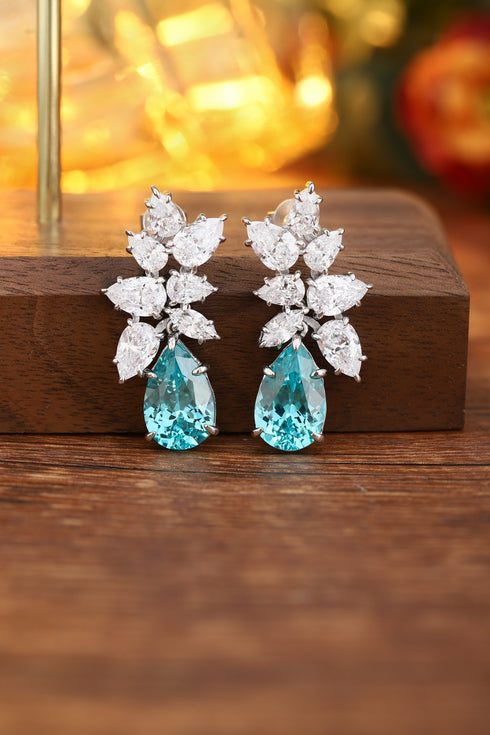 S925 silver cultured Paraiba earrings 11.08ct