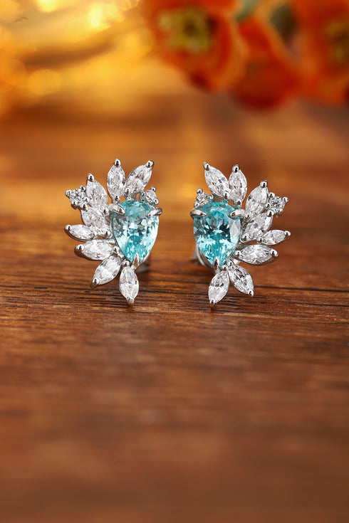 S925 sterling silver cultured Paraiba earrings 2.13ct