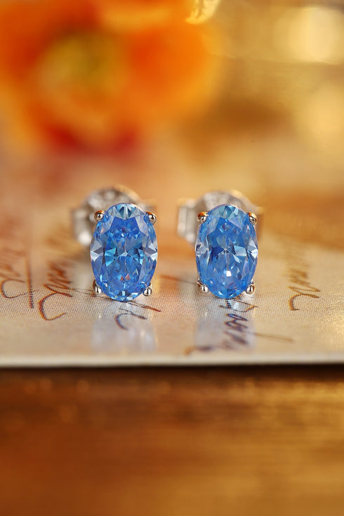S925 silver zircon blue zircon earrings