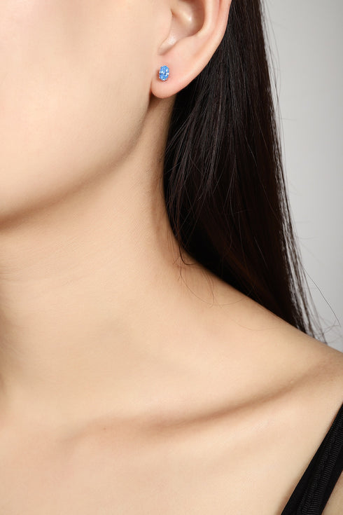 S925 silver zircon blue zircon earrings