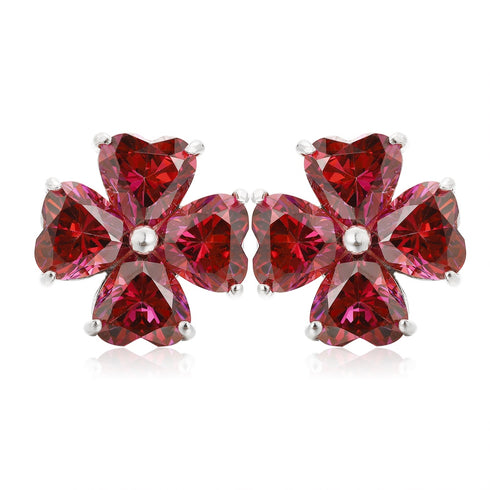 S925 silver red zircon earrings 3g